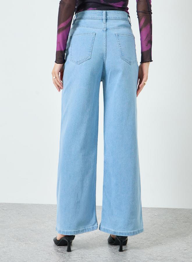 Styli Women Blue Wide Leg Jeans - Image 3